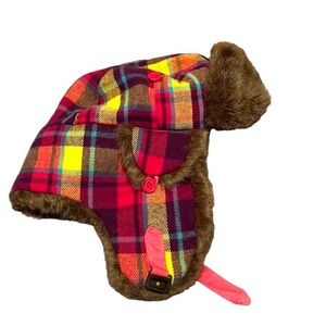 D&Y Plaid Faux Fur Lined Trapper Hat